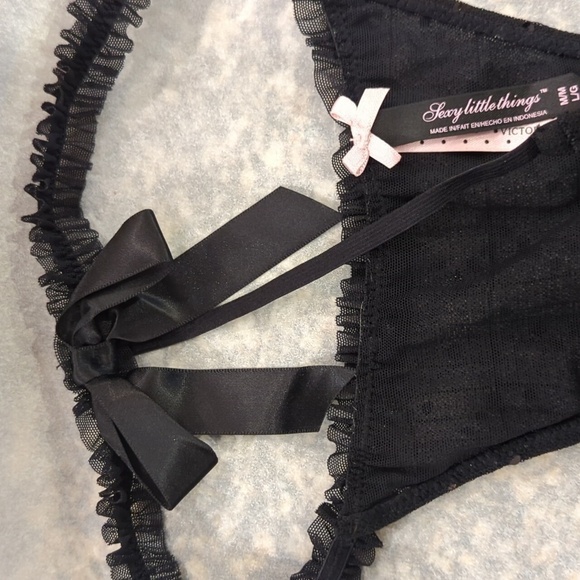 Victoria's Secret Sexy Little Things Baby Doll Mini Dress 36C Black Thong Y2K - Picture 2 of 16